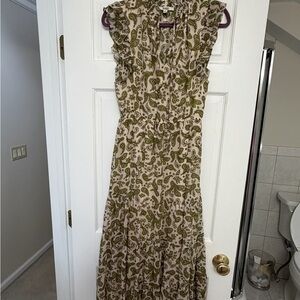BB Dakota Olive and Cream Midi Dress